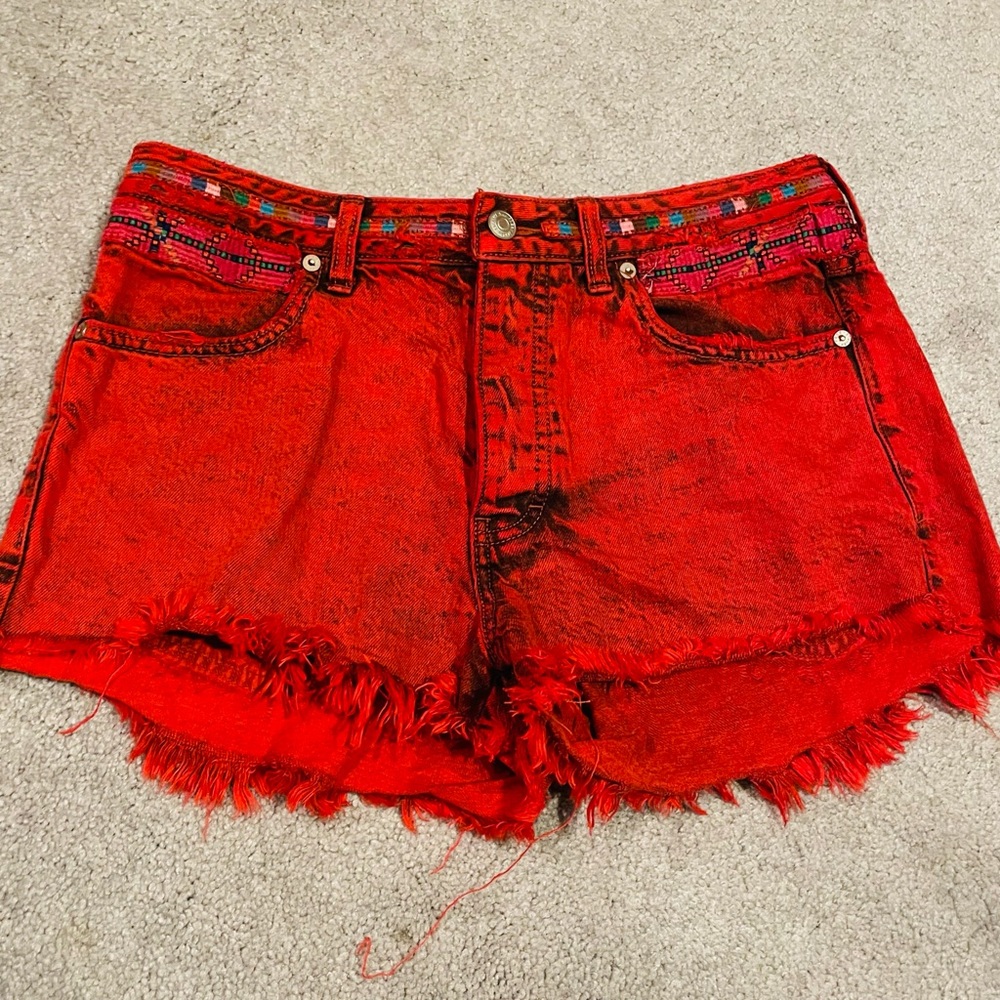 We The Free brand red Jean shorts, size 27